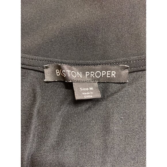 Boston Proper Colorblock Tunic Top M Black White Asymmetrical Neck Modern Chic - Picture 4 of 9